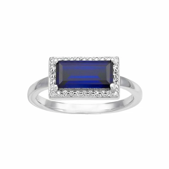 Best deal ✔️ Unbranded Sterling Silver Lab-Created Sapphire Baguette Ring 👍