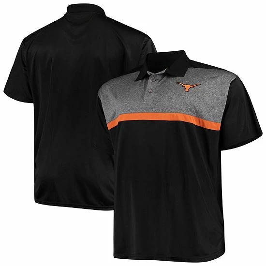 Budget ⭐ Unbranded Men's Heathered Black/Heathered Charcoal Texas Longhorns Big & Tall Yoke Polo 🔔 - Image 2