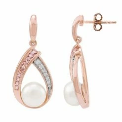 Best Pirce 😉 Unbranded 14k Rose Gold Over Silver Freshwater Cultured Pearl Drop Earrings 😉