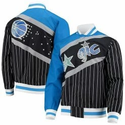 Outlet ❤️ Unbranded Men's Orlando Magic Black Mitchell & Ness Hardwood Classics 75th Anniversary Authentic Warmup Full-Snap Jacket 🤩