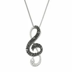 Brand new 🥰 Unbranded Sterling Silver 1/10 Carat T.W. Black & White Diamond Treble Clef Pendant 😀