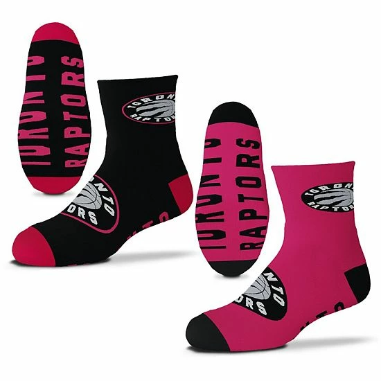 New ๐ฅ Unbranded Youth For Bare Feet Toronto Raptors Two-Pack Quarter-Length Team ๐งฆ Socks ๐