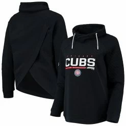 Best deal ✔️ Unbranded 👩 Women's Levelwear Black Chicago Cubs Vega Funnel Neck Raglan Pullover Sweatshirt 💯