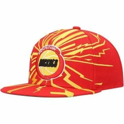 Best Sale ⭐ Unbranded Men's Mitchell & Ness Red Houston Rockets Hardwood Classics Earthquake Snapback Hat 💯