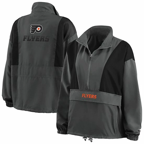 Outlet ๐ Unbranded ๐ฉ Women's WEAR By Erin Andrews Charcoal Philadelphia Flyers Popover Packable Half-Zip Jacket ๐