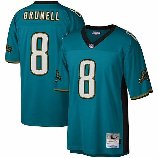 Flash Sale 🛒 Unbranded Men's Mitchell & Ness Mark Brunell Teal Jacksonville Jaguars Legacy Replica Jersey 🥰 - Image 2