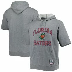 Best Sale ✨ Unbranded Men's Mitchell & Ness Heathered Gray Florida Gators Wordmark Short Sleeve Pullover Hoodie 🎁