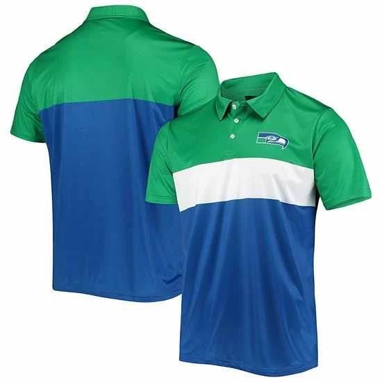 Brand new ๐ Unbranded Men's FOCO Neon Green/College Navy Seattle Seahawks Retro Colorblock Polo ๐