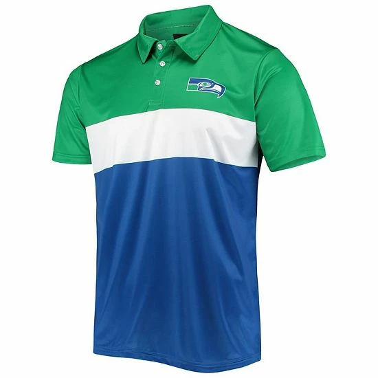 Brand new ๐ Unbranded Men's FOCO Neon Green/College Navy Seattle Seahawks Retro Colorblock Polo ๐ - Image 3