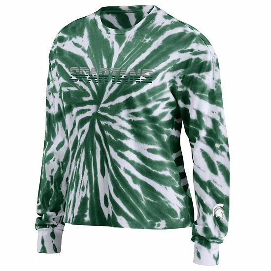 Deals ✔️ Unbranded 👩 Women's WEAR By Erin Andrews Green Michigan State Spartans Tie-Dye Long Sleeve T-Shirt ✨ - Image 3
