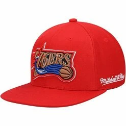 Flash Sale 🎉 Unbranded Men's Mitchell & Ness Red Philadelphia 76ers English Dropback Snapback Hat 💯