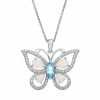 Coupon 😀 Unbranded Gemstone Sterling Silver Openwork Butterfly Pendant Necklace 🔔