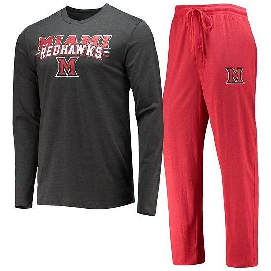 Promo ๐ Unbranded Men's Concepts Sport Red/Heathered Charcoal Miami University RedHawks Meter Long Sleeve T-Shirt & Pants Sleep Set ๐ - Image 2