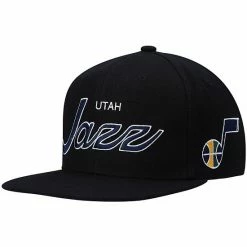 Promo ✨ Unbranded Men's Mitchell & Ness Black Utah Jazz Hardwood Classics Script 2.0 Snapback Hat ⌛