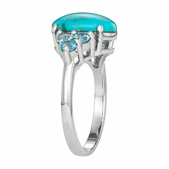New 🎉 Unbranded Sterling Silver Stabilized Turquoise & Swiss Blue Topaz Ring 💯 - Image 2