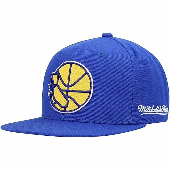 Outlet 🤩 Unbranded Men's Mitchell & Ness Royal Golden State Warriors English Dropback Snapback Hat ⭐
