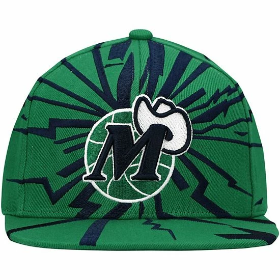 Outlet 🔥 Unbranded Men's Mitchell & Ness Green Dallas Mavericks Hardwood Classics Earthquake Snapback Hat 😍 - Image 2