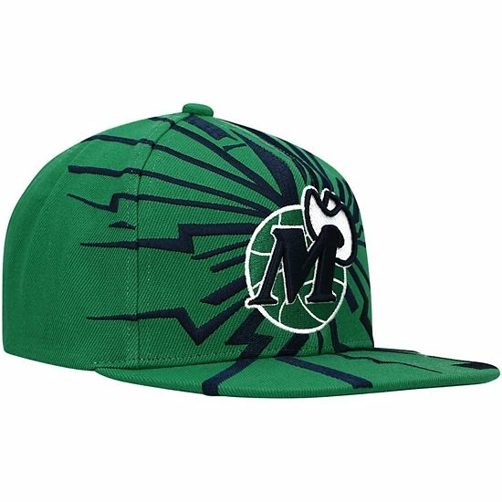 Outlet 🔥 Unbranded Men's Mitchell & Ness Green Dallas Mavericks Hardwood Classics Earthquake Snapback Hat 😍 - Image 3