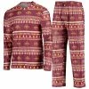 Hot Sale 🎉 Unbranded Men's Concepts Sport Cardinal Iowa State Cyclones Ugly Sweater Long Sleeve T-Shirt And Pants Sleep Set 💯