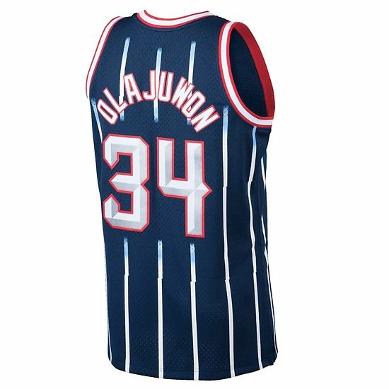 Cheapest ๐ Unbranded Men's Mitchell & Ness Hakeem Olajuwon Navy Houston Rockets 1996-97 Hardwood Classics Swingman Jersey ๐ - Image 4