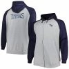 Promo 👍 Unbranded Men's Fanatics Branded Heather Gray Tennessee Titans Big & Tall Fleece Raglan Full-Zip Hoodie Jacket ✨