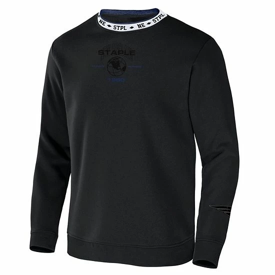 Outlet ๐งจ Unbranded Men's NFL X Staple Black New England Patriots Globe Crewneck Pullover ๐ - Image 3