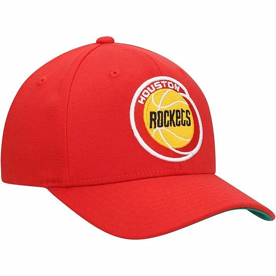 Brand new 🧨 Unbranded Men's Mitchell & Ness Red Houston Rockets Hardwood Classics Team Ground Redline Snapback Hat 🤩 - Image 4