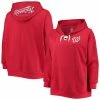 Cheapest ⌛ Unbranded 👩 Women's Red Washington Nationals Plus Size Lace-Up V-Neck Pullover Hoodie 🧨