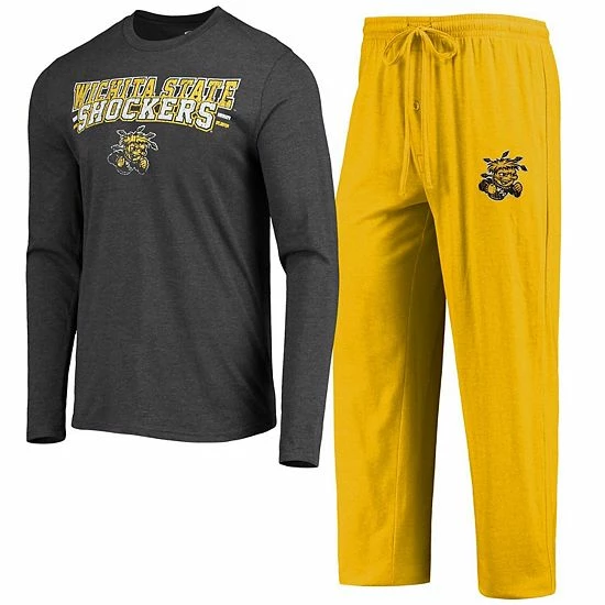 Best Pirce ๐ Unbranded Men's Concepts Sport Yellow/Heathered Charcoal Wichita State Shockers Meter Long Sleeve T-Shirt & Pants Sleep Set โค๏ธ