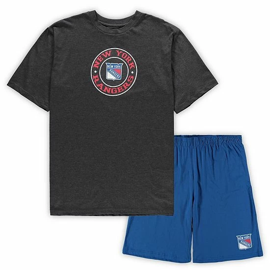 Discount ๐ Unbranded Men's Concepts Sport Blue/Heathered Charcoal New York Rangers Big & Tall T-Shirt & Shorts Sleep Set โ