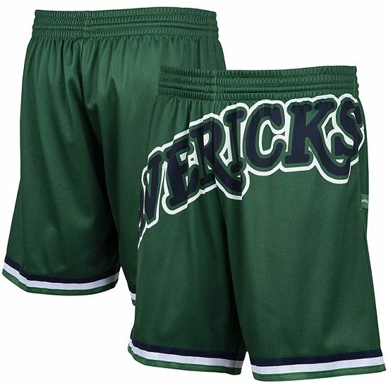 Budget ✨ Unbranded Men's Mitchell & Ness Green Dallas Mavericks Hardwood Classics Big Face 2.0 Shorts ✔️