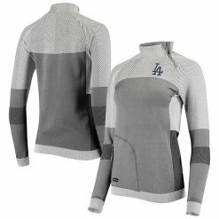 Best Pirce ✨ Unbranded 👩 Women's Levelwear Gray Los Angeles Dodgers Verse Asymmetrical Tri-Blend Quarter-Zip Jacket ⭐