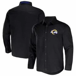 Wholesale 🧨 Unbranded Men's NFL X Darius Rucker Collection By Fanatics Black Los Angeles Rams Convertible Twill Long Sleeve Button-Up 👚 Shirt 🥰