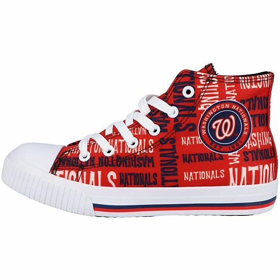 Promo ๐ฅ Unbranded Youth FOCO Red Washington Nationals Repeat Wordmark High Top Canvas Allover ๐ Sneakers ๐ - Image 2