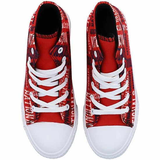 Promo ๐ฅ Unbranded Youth FOCO Red Washington Nationals Repeat Wordmark High Top Canvas Allover ๐ Sneakers ๐ - Image 3