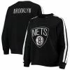 Deals 🧨 Unbranded 👩 Women's The Wild Collective Black Brooklyn Nets Perforated Logo Pullover Sweatshirt 🥰
