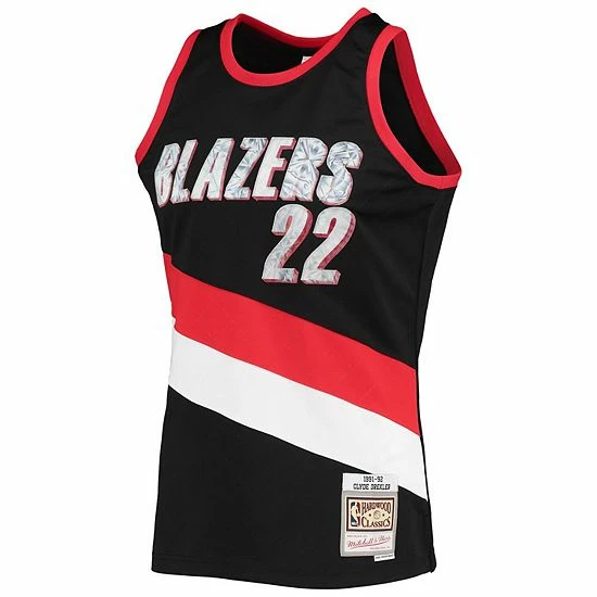 Discount ๐ Unbranded Men's Mitchell & Ness Clyde Drexler Black Portland Trail Blazers 1991-92 Hardwood Classics 75th Anniversary Diamond Swingman Jersey โ๏ธ - Image 3