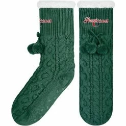 Best Pirce ⭐ Unbranded 👩 Women's FOCO Miami Hurricanes Cable Knit Footy Fleece Slipper 🧦 Socks 👍