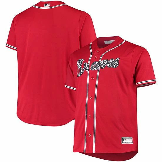 Wholesale 🔥 Unbranded Men's Red Atlanta Braves Big & Tall Replica Alternate Team Jersey 🎉