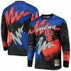 Flash Sale 🌟 Unbranded Men's Mitchell & Ness Blue New York Knicks Hardwood Classics Hyper Hoops Moto Sublimated Long Sleeve T-Shirt 👍
