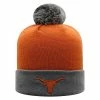 Outlet 🎁 Unbranded Men's Top Of The World Texas Orange/Gray Texas Longhorns Core 2-Tone Cuffed Knit Hat With Pom 😀