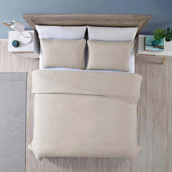 Promo ๐ Unbranded Diamond Link 3-Piece Enzyme Washed Quilt Set White ๐ - Image 2
