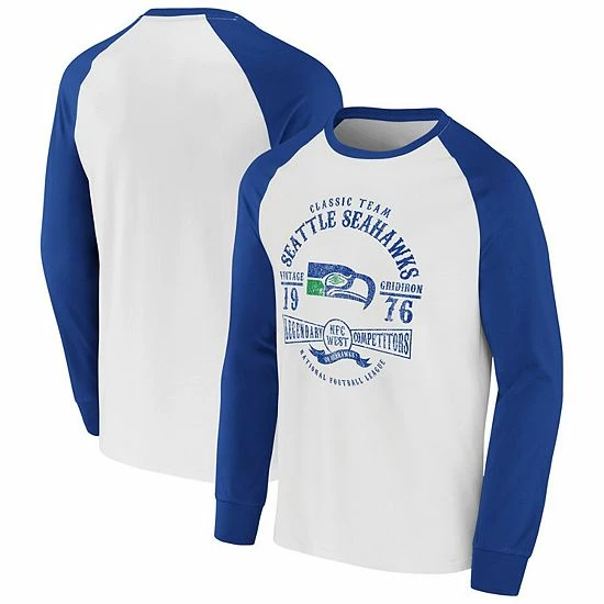 Outlet ๐ Unbranded Men's NFL X Darius Rucker Collection By Fanatics White/Royal Seattle Seahawks Vintage Raglan Long Sleeve T-Shirt ๐ฅฐ