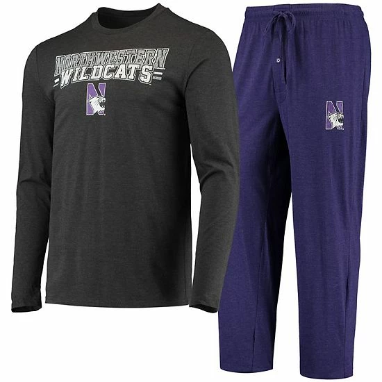 Brand new 👏 Unbranded Men's Concepts Sport Purple/Heathered Charcoal Northwestern Wildcats Meter Long Sleeve T-Shirt & Pants Sleep Set 🎉