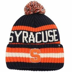 Hot Sale 👏 Unbranded Men's '47 Navy Syracuse Orange Bering Cuffed Knit Hat With Pom 🛒