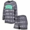 New 🎉 Unbranded 👩 Women's Gameday Couture Gray Oregon Ducks All About Stripes Tri-Blend Long Sleeve T-Shirt & Shorts Set 👍