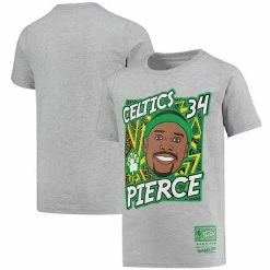 Best Sale 🔔 Unbranded Youth Mitchell & Ness Paul Pierce Gray Boston Celtics Hardwood Classics King Of The Court Player T-Shirt 🎉
