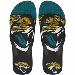 New 🛒 Unbranded Jacksonville Jaguars Big Logo Flip Flop 🩴 Sandals 🎁