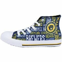 Best reviews of 🧨 Unbranded Youth FOCO Navy Milwaukee Brewers Repeat Wordmark High Top Canvas Allover 👟 Sneakers 🧨