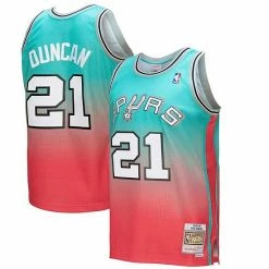 Best deal 🧨 Unbranded Men's Mitchell & Ness Tim Duncan Pink/Teal San Antonio Spurs 1998/99 Hardwood Classics Fadeaway Swingman Player Jersey 🎁